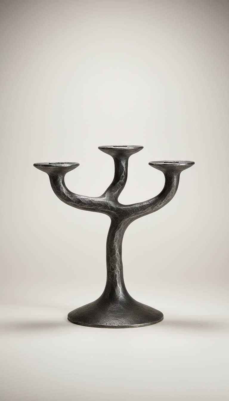 Hand-Forged Steel Candle Holder